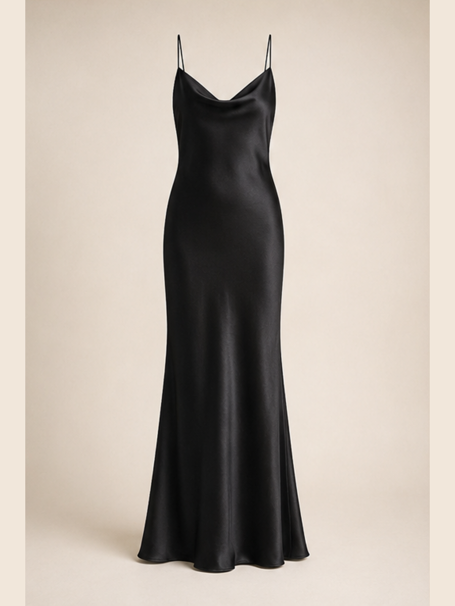 Noir Satin Column Dress at The Closet India, Kurukshetra